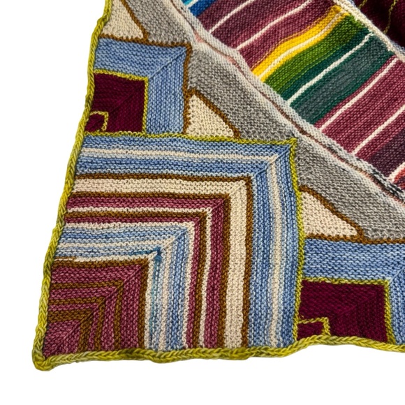 Handmade Wool Knit Lap Blanket Throw 36”x36”Patchwork Boho Decor Artisan - Picture 3 of 8